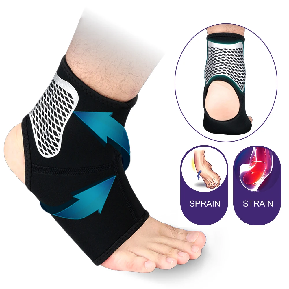 BraceTop Sports Ankle Support Brace Elastic High Protect Guard Band Men Women Running Basketball Fitness Foot Heel Wraps Bandage