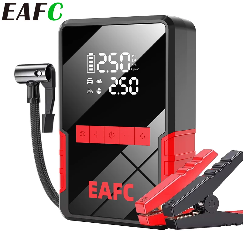 EAFC 1200A Car Jump Starter &Air Compressor 4 In1 150PSI Air Compressor Tire Pump Charger 12V Car Booster Starting Device  Pump