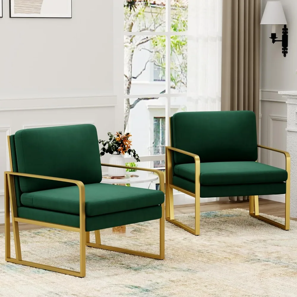 

Accent Chairs Set of 2, Upholstered Armchair Modern Living Room Chairs Linen Arm Chair Side Sofa Chair Reading Chaires