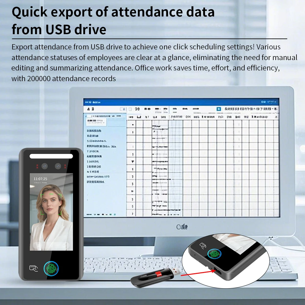 Asia-Teco 125Khz Employee Attendance Device Multilingual 4.5-Inch Facial Recognition Access Control System WG26/34 Card Reader
