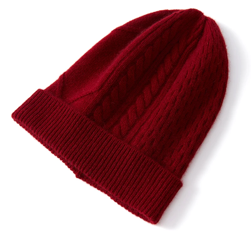 

Hot Sale 2023 New Arrival Autumn Winter Women Hats 100% Cashmere Knitted Headgears Soft Thicken Warm Fashion Girl Cap 5 Colors