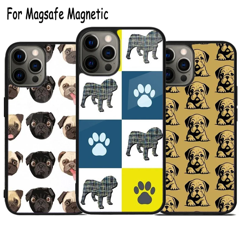 

Black Yellow Bulldog Wireless Charge Magsafe Phone Case For iPhone 15 16 14 13 11 12 Pro Max Plus Magnetic Bumper Cover