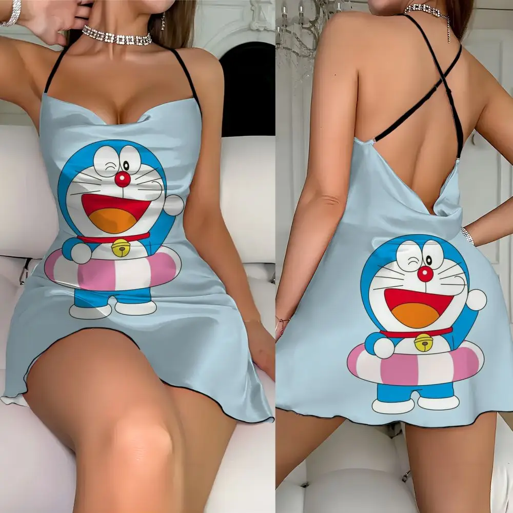 Summer cute sexy dress Elegant party dress for women pure sex style Doraemon element print Fashion summer ladies