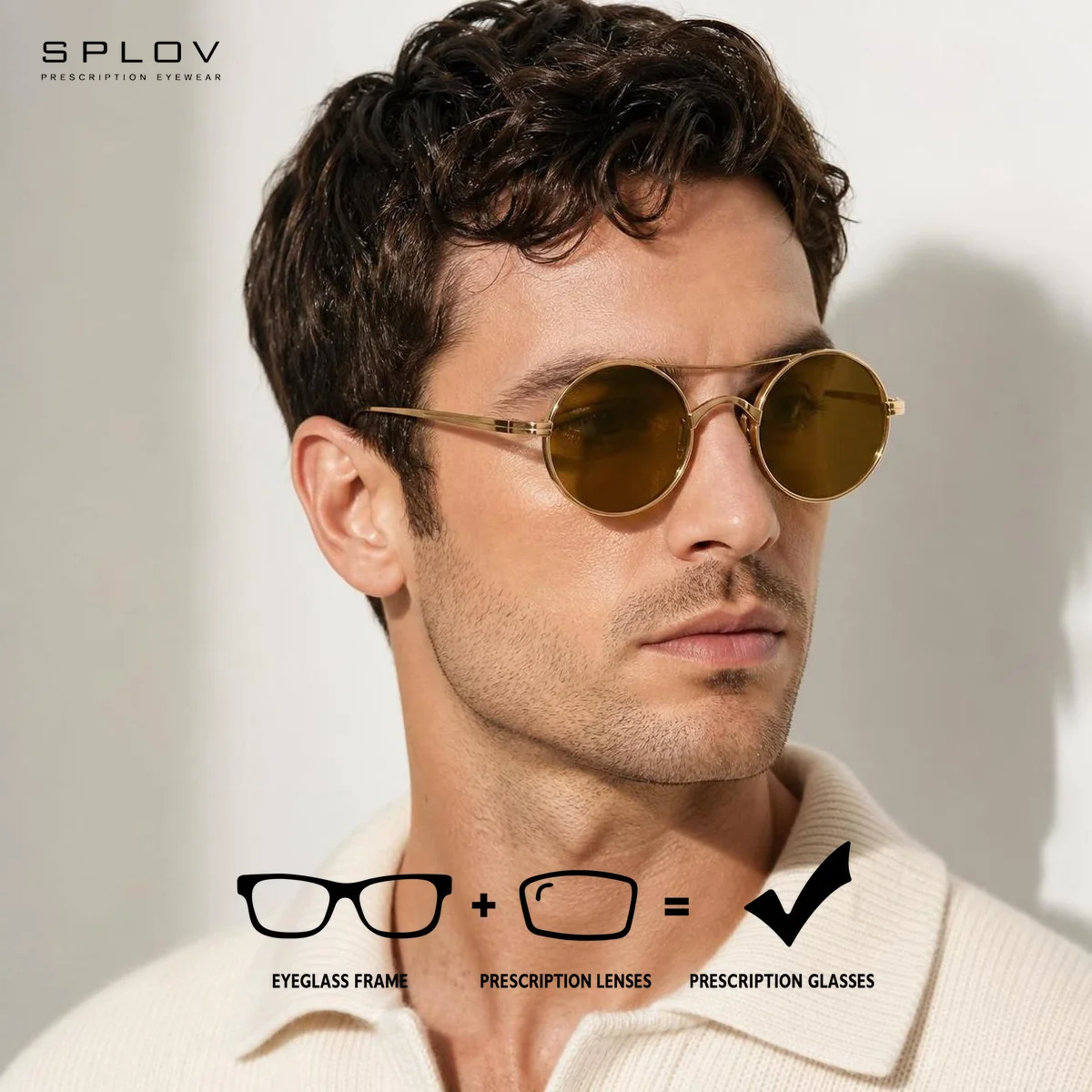 SPLOV Retro Round Metal Prescription Sunglasses for Women UV400 Blue Light Photochromic Tinted Polarized Optical Eyewear Glasses