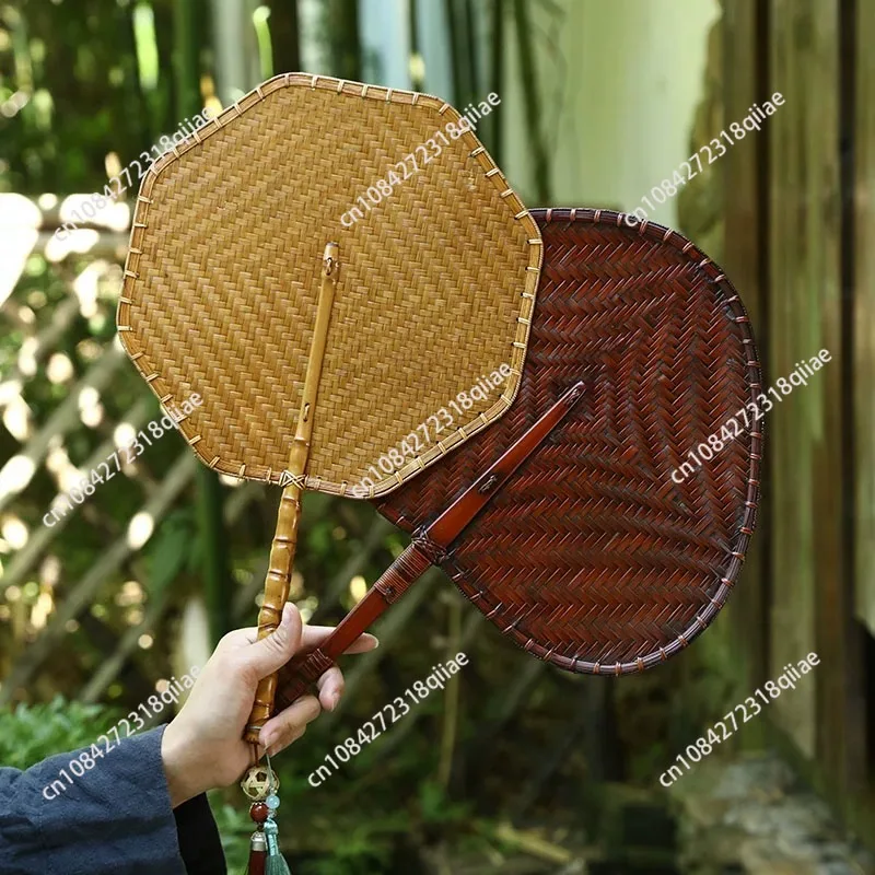 手作り漆塗り竹、紫竹柄扇子、中国両面漢服扇子、夏用涼風扇子、手作り
