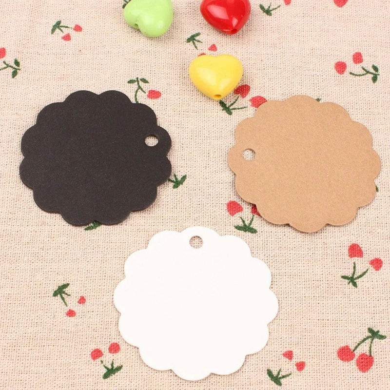 50PCS/Lot Round Shaped Hanging Tag Colorful Wave Edged Kraft Paper Blank Pack Label Suitable for Present Souvenirs Labeling ZYF