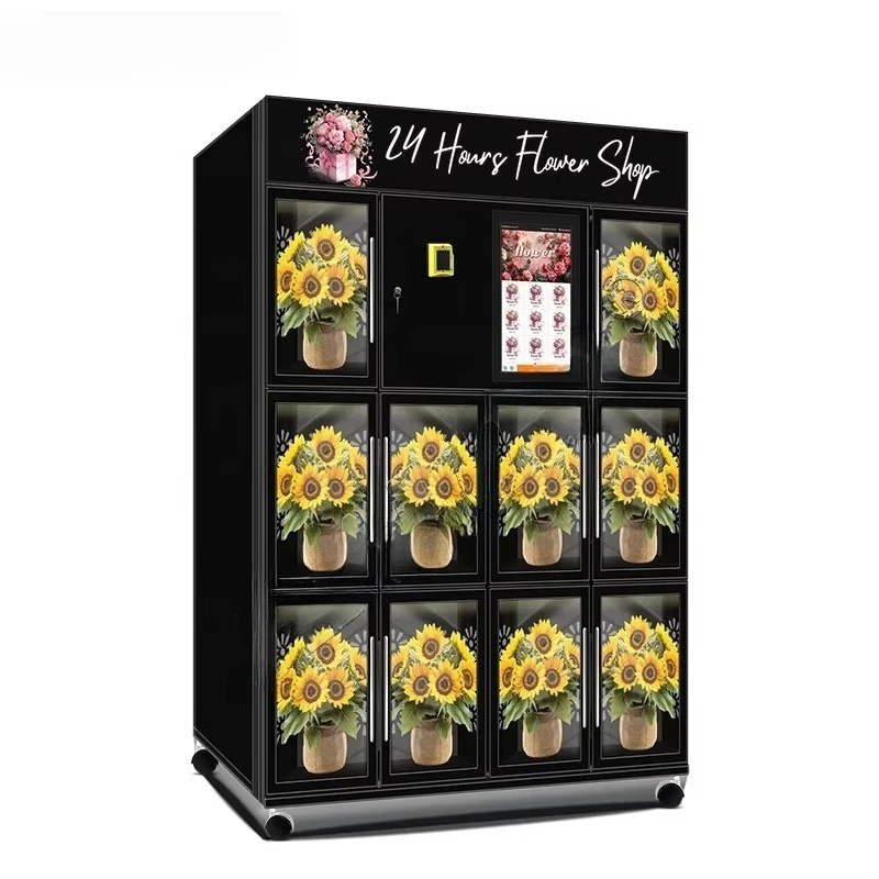 Flower Vending Machine 10 Big Lockers Customized Refrigerated Low Temperature Fresh Flowers Reliable Commercial Vending Machine