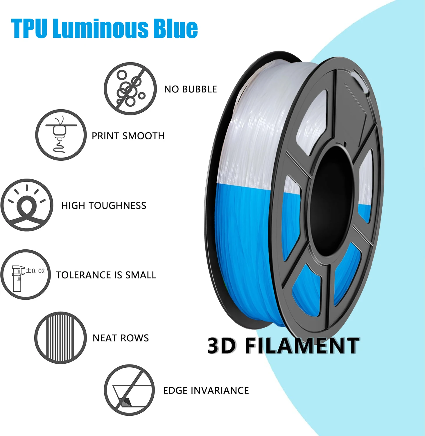 خيوط TPU عالية السرعة 1.75 مم لفة مرنة، خيوط طابعة ثلاثية الأبعاد ناعمة 95A، بكرة 250 جرام/500 جرام/1000 جرام، تناسب معظم طابعات FDM