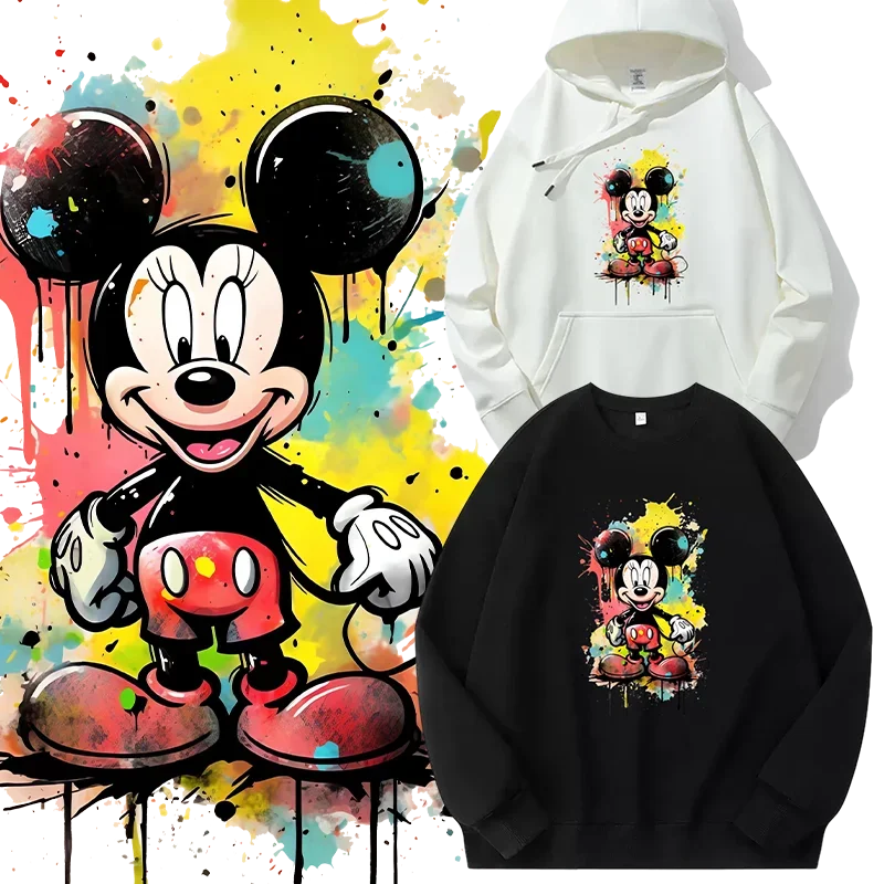 Hoodie motif Mickey untuk pria dan wanita, pakaian hoodie pasangan trendi, gambar kartun Retro, Mickey Mouse, hoodie motif Mickey, baru, musim gugur dan musim dingin