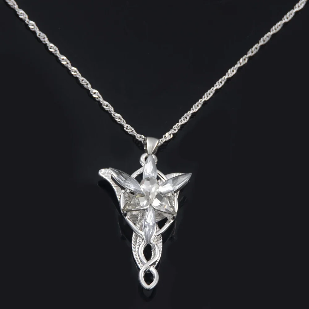 The Lord of the Rings Necklace Elf Princess Arwen Twilight Star Crystal Pendant Necklaces for Women Choker Jewelry Gift