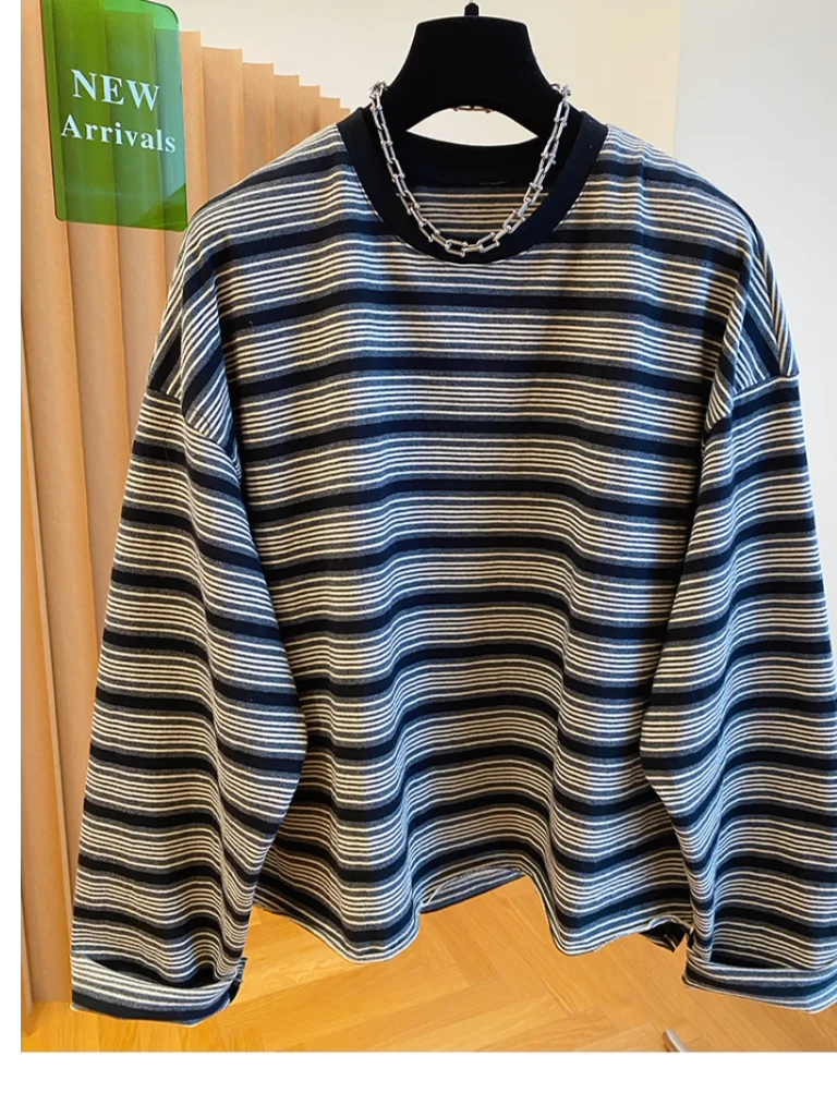 

ex Pure Cotton Long Sve Striped Casual Top for Men And Women Breathable Faionable Commuting Suitable All Seasons