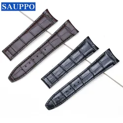 SAUPPO Watch Band Bamboo Grain 23mm Cruved End Double Springs Top Layer Leather Suitable for Frederique Constant