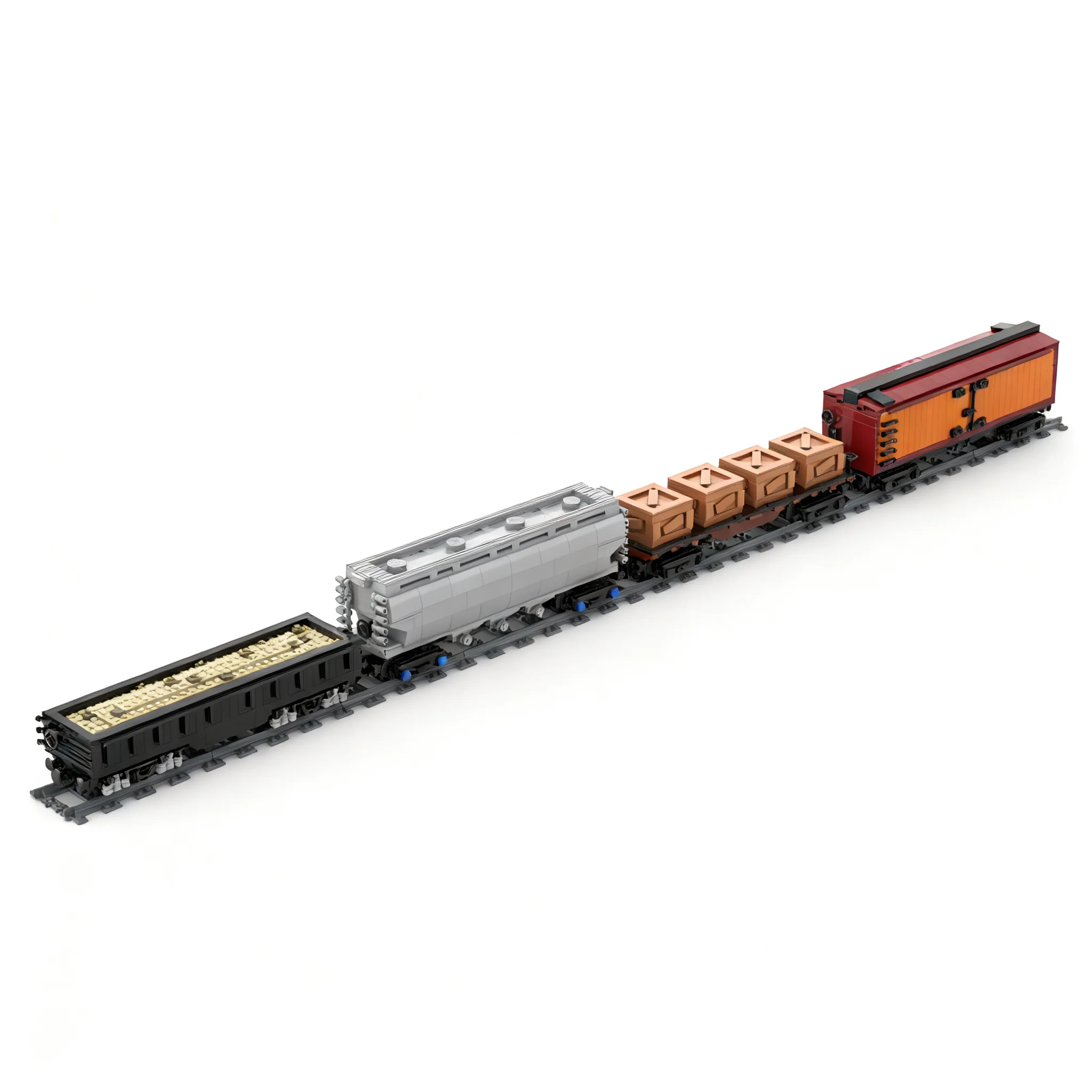 1888pcs MOC Train RC Ultimate 4-Car 40' American Freight Pack Bundle Model Christmas Gift Decorative Home Display Shelf Accent