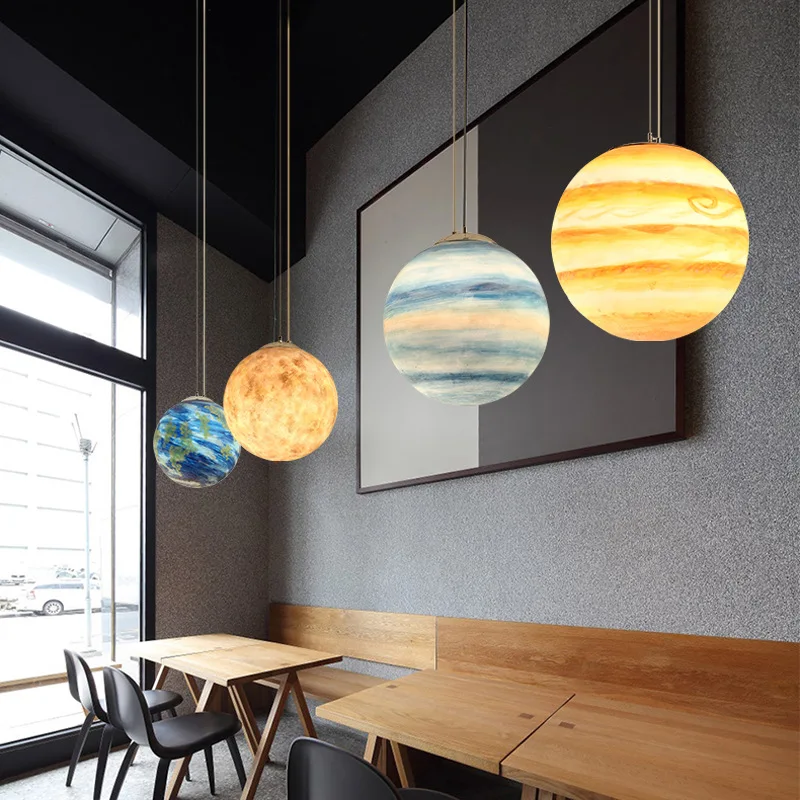 Acrylic Moon Sun Earth Mars Uranus Mercury Jupiter Saturn Planet Lamp  Shop Living Room Outdoor Waterproof Chandelier