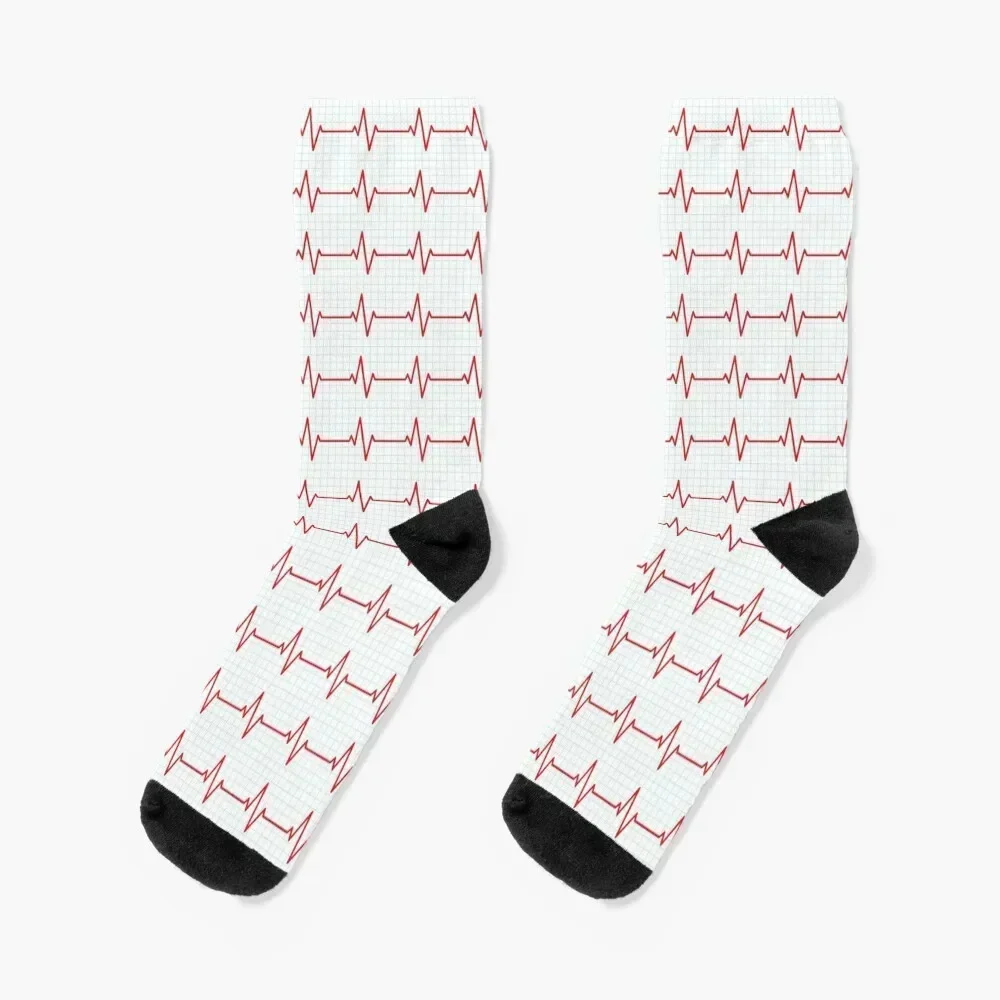 

Heartbeat - red Socks men cotton high quality cool colored Sports Man Socks Women's
