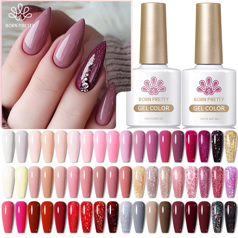 BORN PRETTY 10ml Gel Nagellak Rood Naakt Roze Nagelgel Semi Permanente Effen Nagelgel Vernis Losweken UV Gel voor Base Top Coat