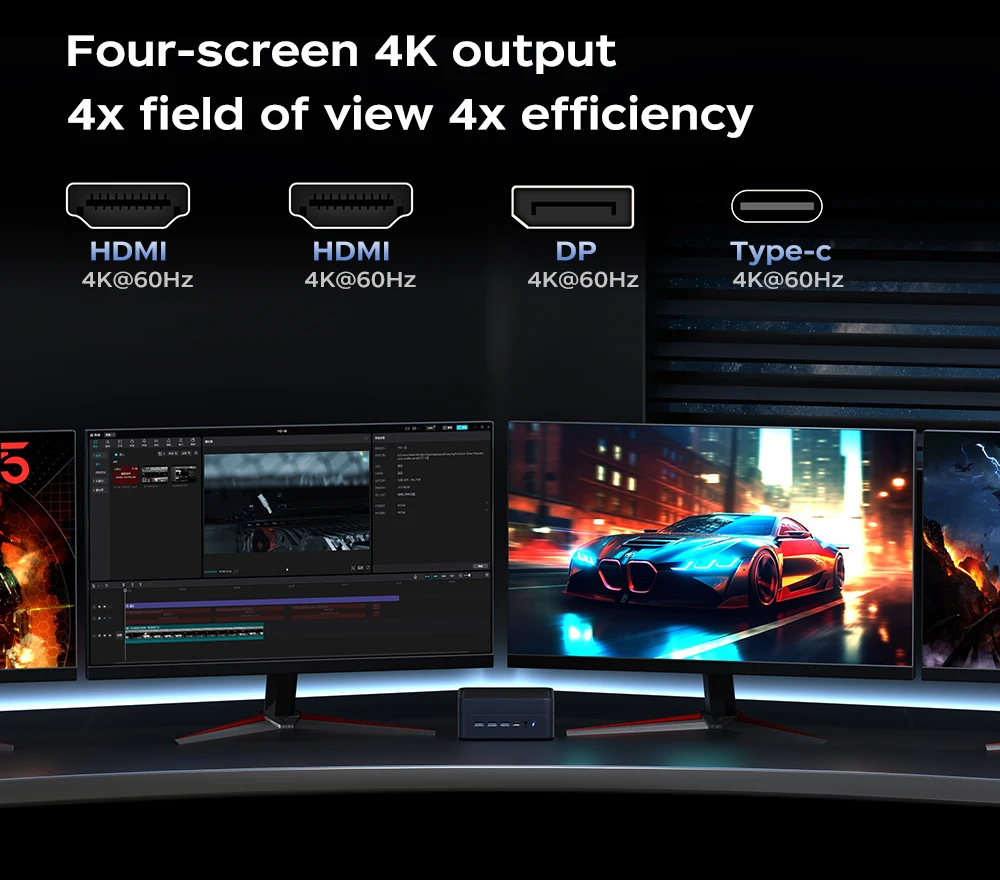 TexHoo MINI PC AMD R7 8745HS 7840HS 7735HS R5 6600H DDR5 NVMe Dual HDMI DP 4K Wifi6 WComputer da gioco desktop Doppie porte di rete