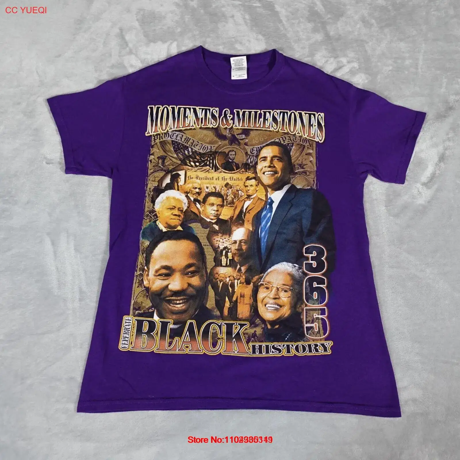 Black History Month MLK Rap Style T Shirt Mens M Double Sided Purple Y2K