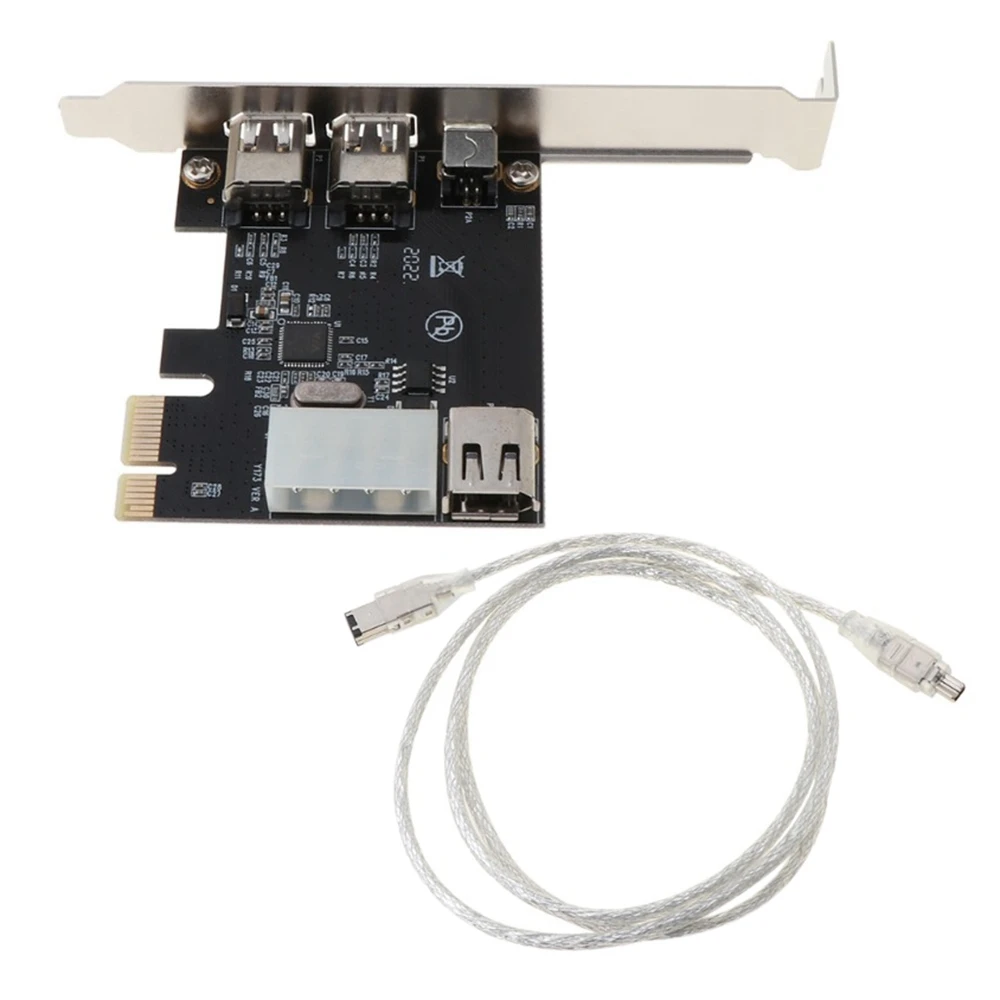 Pci-E 1X 1394 3 Port Firewire Card DV HD Video Capture Card with 1394A 6 Pin to 4 Pin IEEE1394A Interface for Desktop