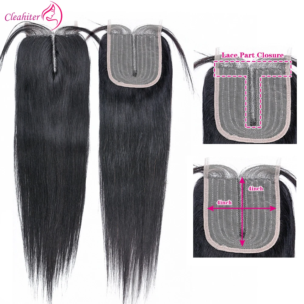 1/3/5Pcs 4X1 Middle T Part Lace Closure Straight Brazilian 10A Virgin Human Hair Hand-Tied Lace Closure Natural Color