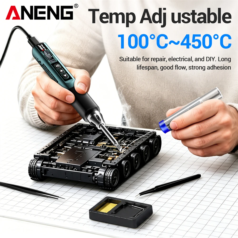 ANENG SL108 PRO Electric Soldering Irons PD 100W QC Adjustable Temperature Fast Heat Portable Digital Smart Soldering Iron Tools