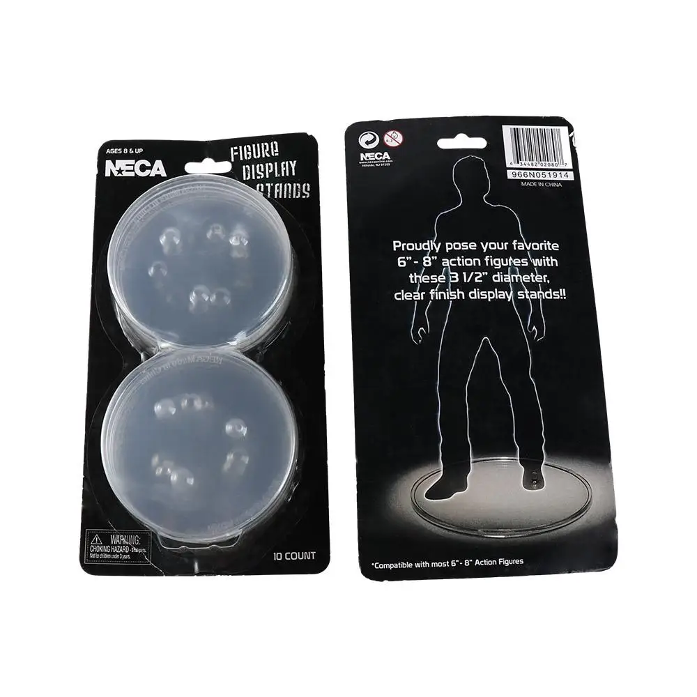 Soportes de exhibición de plástico transparente/negro para figuras de acción Neca de 6 a 8 pulgadas, base transparente para exhibición de modelos de juguete