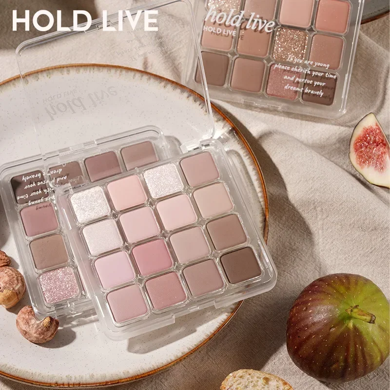 HOLDLIVE Vierkant 16-kleuren oogschaduwpalet Roze Bruin Parelpalet Parel Matte oogschaduw Mooie make-up Schoonheid Cosmetica