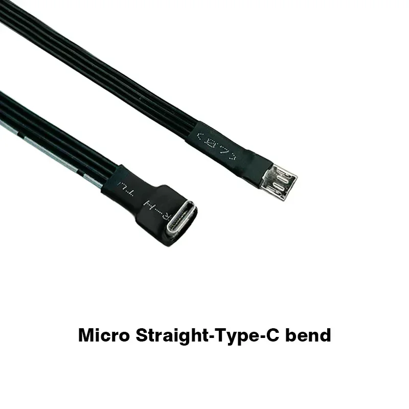 FFC USB 2.0 kąt nachylenia 90 stopni mikro USB męski 90 łokci męskie miękkie płaskie elastyczne przedłużenie FPV USB2.0 kabel Adapter 0.1-3m