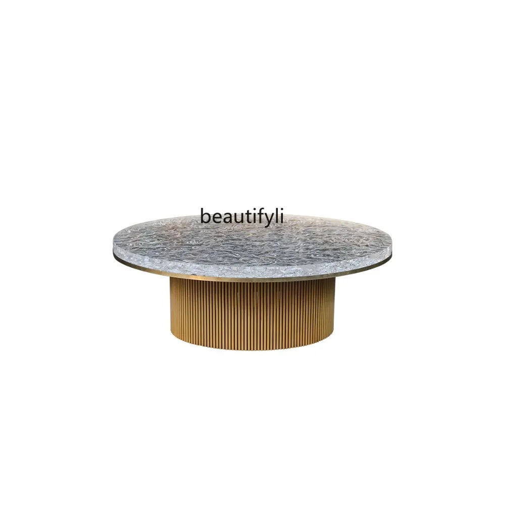 

Modern Tea Table Living Room Home Tea Table round Transparent Resin Acrylic Water Ripple Tea Table