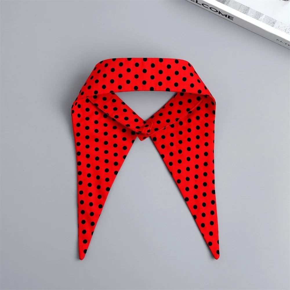 Classic Dot Floral Print Fake Collar Detachable Red Detachable Collars Lapel Shirt Collar