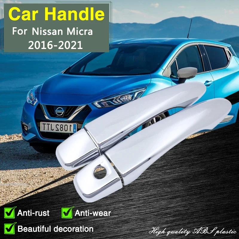 for Nissan Micra March 2016 2017 2018 2019 2020 2021 Chrome Door Handle Cover Car Protective Film Accessories Styling Stickers