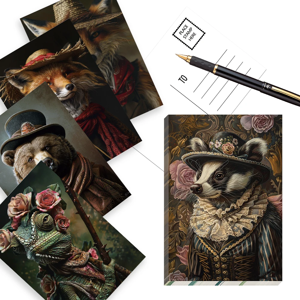 32 Stück Vintage-Tierpostkarten, Neujahrsgeschenk, Weihnachtsgeschenk, Wohnzimmerdekoration, Schlafzimmerdekoration, dicker Karton, hohe Auflösung