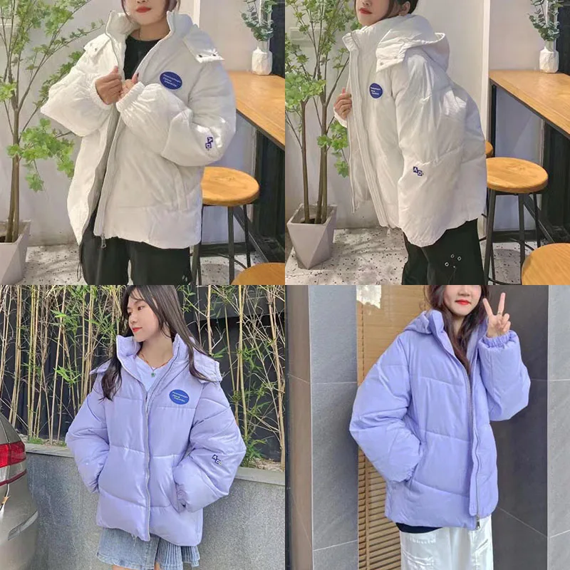 Imagem -06 - Algodão Acolchoado Cabolsa com Capuz 2023 Inverno Novo Estudante para Mulheres Engrossar Quente Parkas Mulher Zíper Solto Whiter Parka Outerwear