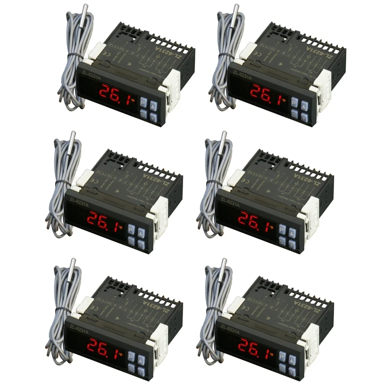 

HLZS-LILYTECH 6X ZL-6231A, Incubator Controller, Thermostat With Multifunctional Timer, Equal To STC-1000, Or W1209 + TM618N