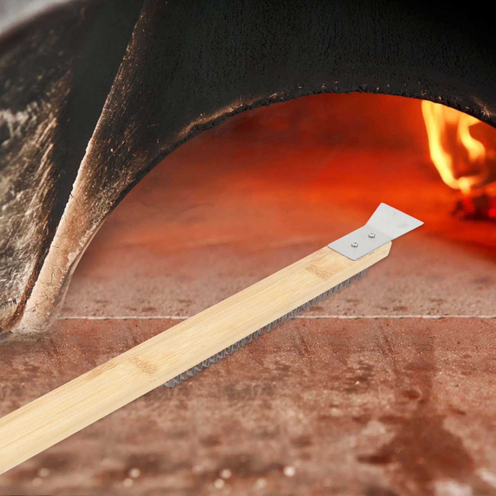 

Extended Handle Pizza Brush Cleaning Oven Residue Hard Bristles Deep Clean Multifunctional Baking Tool BBQ Grill Cleaner Pizza