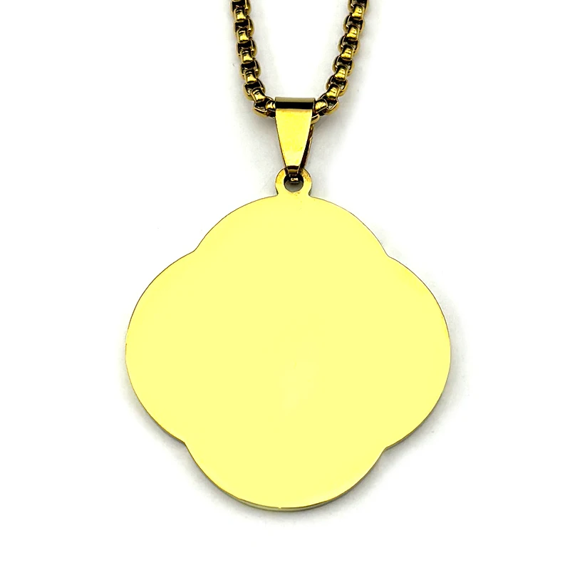 الكاثوليكية سانت بنديكت البرسيم ميدالية قلادة من الفولاذ المقاوم للصدأ للنساء الرجال الذهب اللون عبر سلسلة الصلاة مجوهرات سان بينيتو