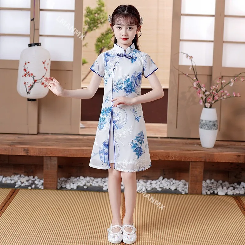 

Cute Girls Chinese Cheongsam Hanfu New Year Clothing Kids Tangsuit Children Party Outfits Qipao Wedding Dress Costume Gift