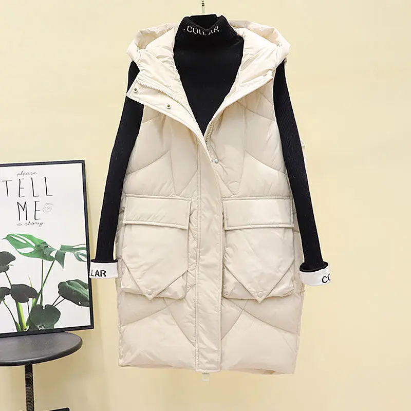 

New Down Cotton Vest Women Autumn Winter Bright Line Decoration Loose Casual Waistcoat Fashion Sleeveless Jacket Top T364