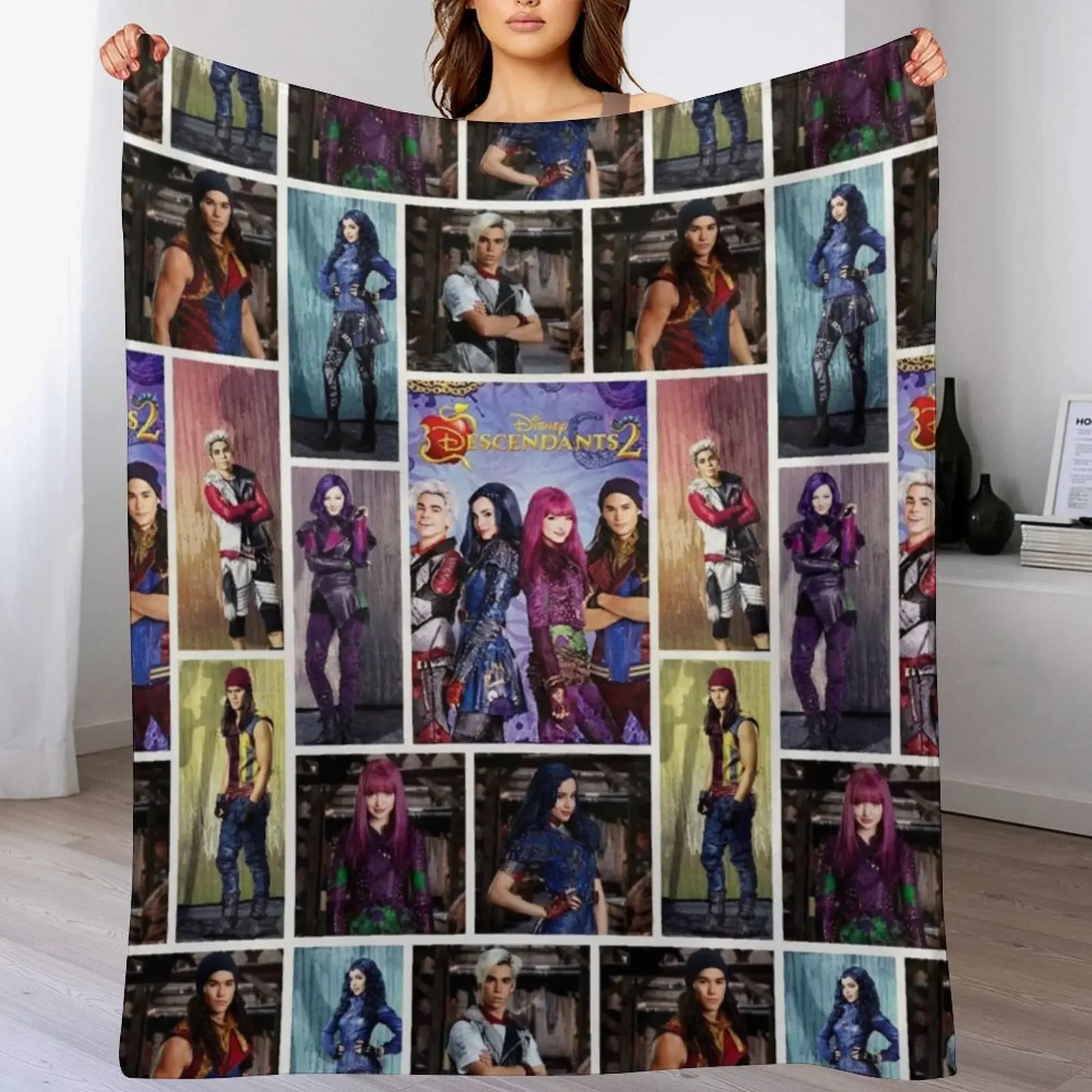 descendants collages Throw Blanket Hairys Personalized Gift anime Blankets