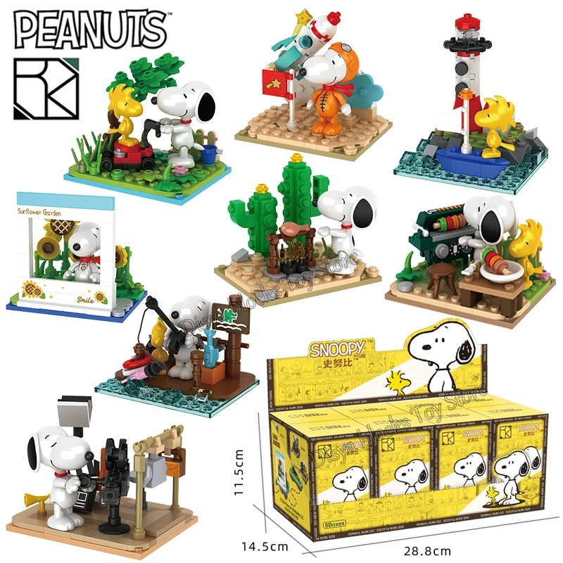 Snoopy Genuine Peanuts Building Blocks Anime Figure Models DIYTable Ornaments Anime Peripherals Toys Kawaii Dolls Toys For Gifts