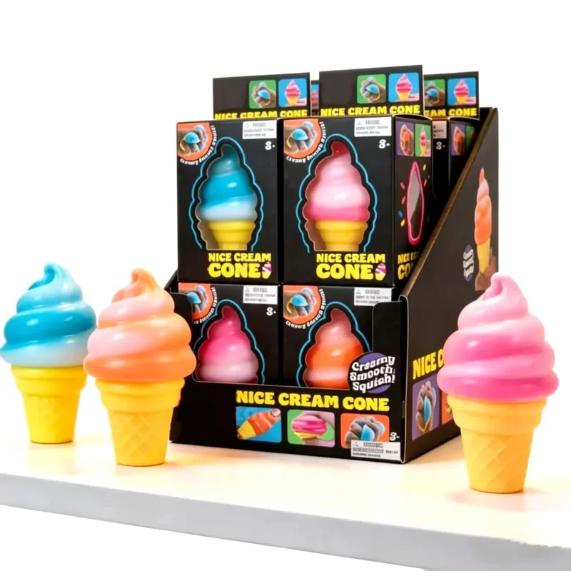 1PC gradual change ice cream shape slow rebound pinch music soft cute sensory decompression small toy