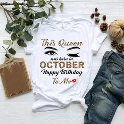 Diese Königin War Boin in November Dezember T Hemd Glücklich Geburtstag Leopard Graphic Print T-Shirt Frauen Kleidung Weibliche Sommer Tops