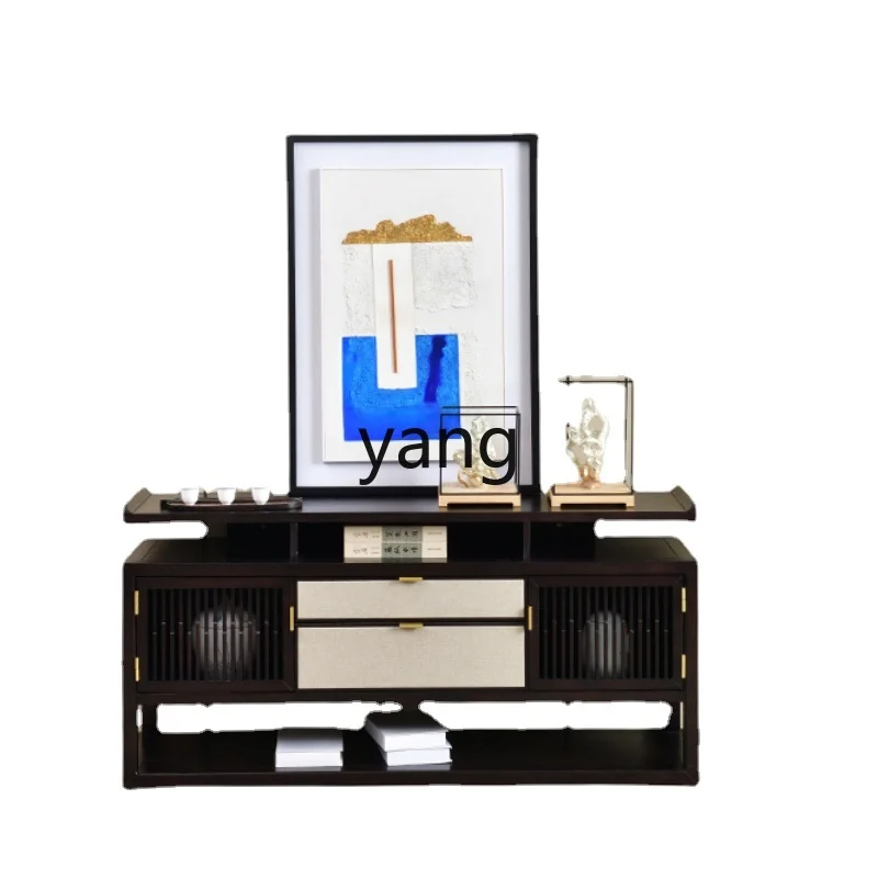 Yhl Light Luxury Curio Cabinet New Chinese Style White Wax Wood Side View Simple Modern Living Room TV Cabinet