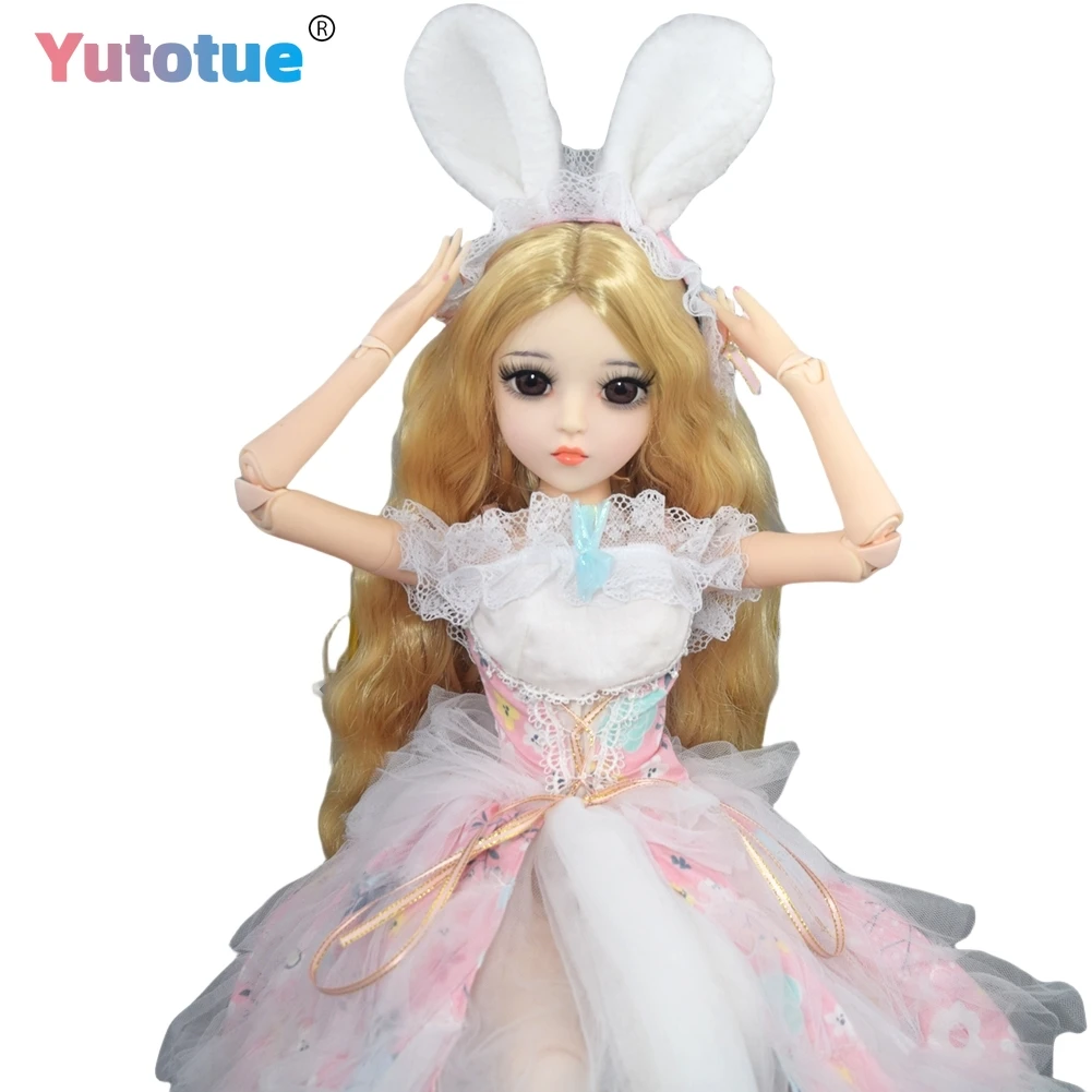 YUTOTUE 1/3 BJD Doll Toy 60cm Girl Doll with Mechanical Makeup Face and Dress Outfits Shoes Set
