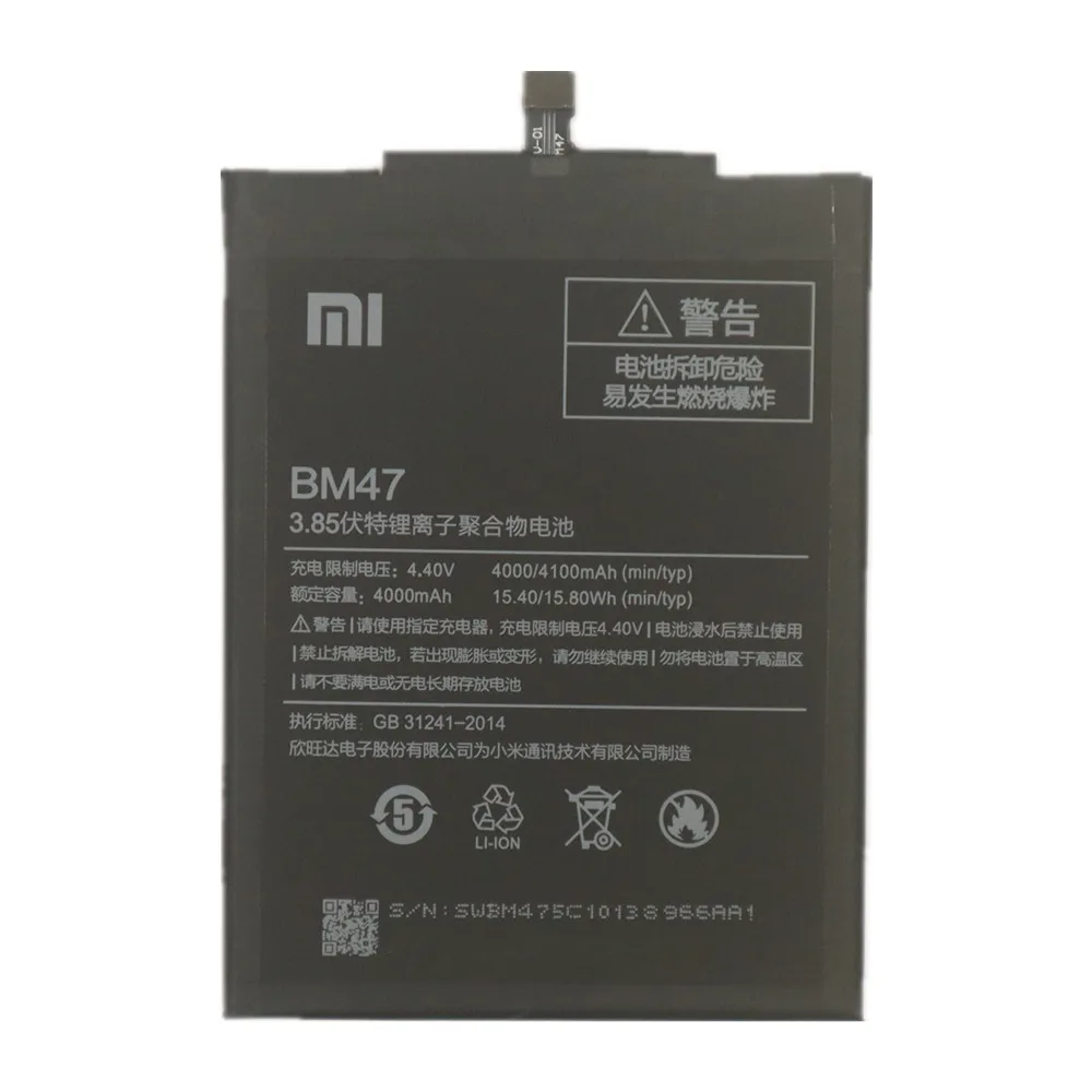 2022 Years Xiao Mi Original Battery BM47 4100mAh for Xiaomi Redmi 3S 3X Redmi 4X Redmi 3 / 3pro Phone Replacement Batteries