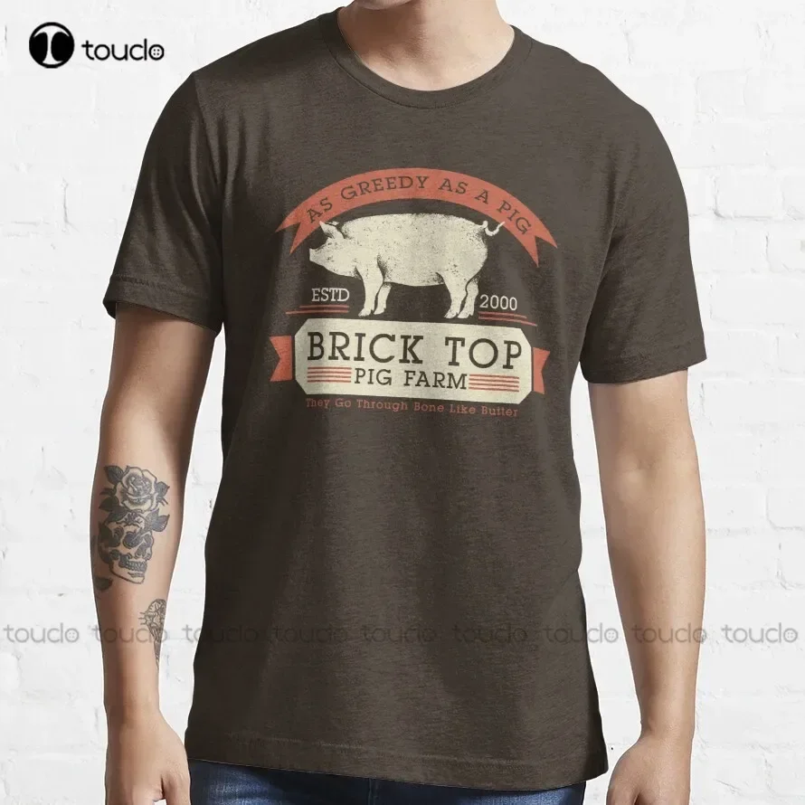 Brick Top Pig Farm - As Greedy As A Pig T-Shirt Grey T Shirts For Men Custom Aldult Teen Unisex Digital Printing Tee Shirt