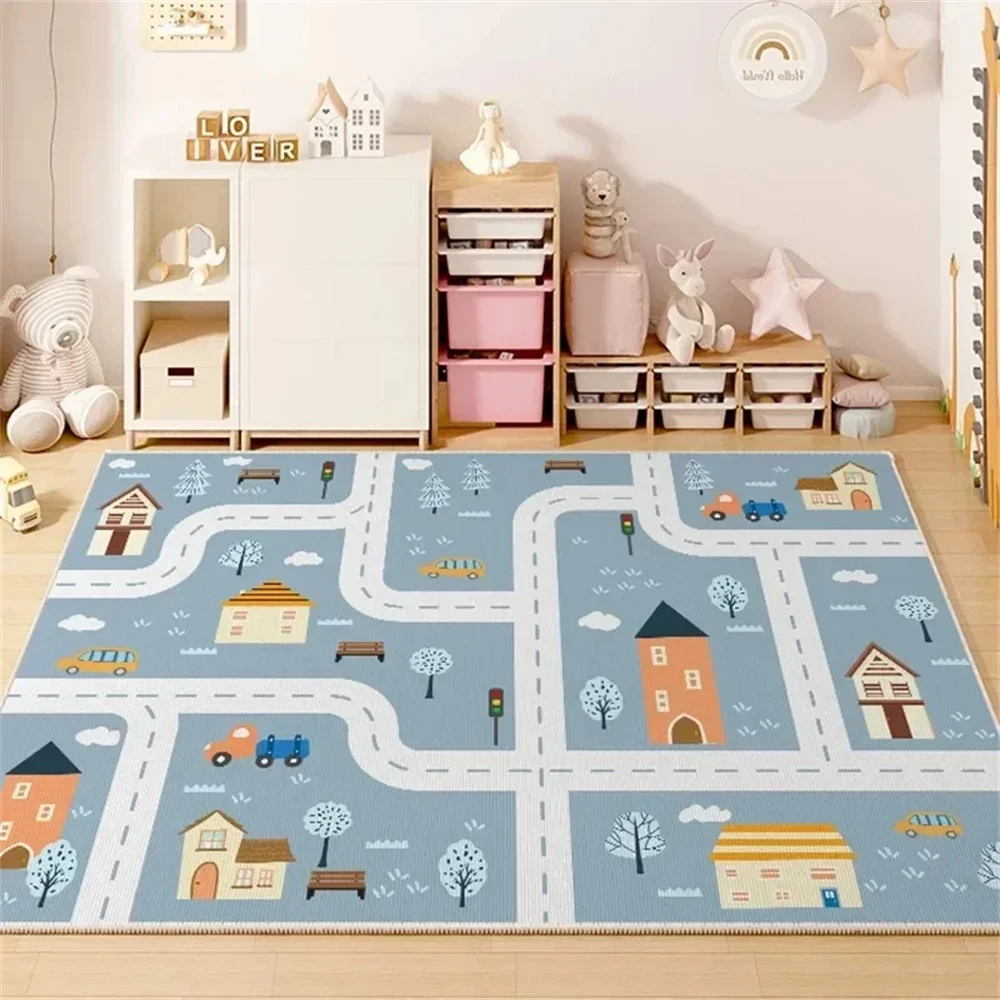 Children's Room Play Area Carpet Living Room Bedroom Children's Car track Digital puzzle game mat Baby play crawl mat view 4