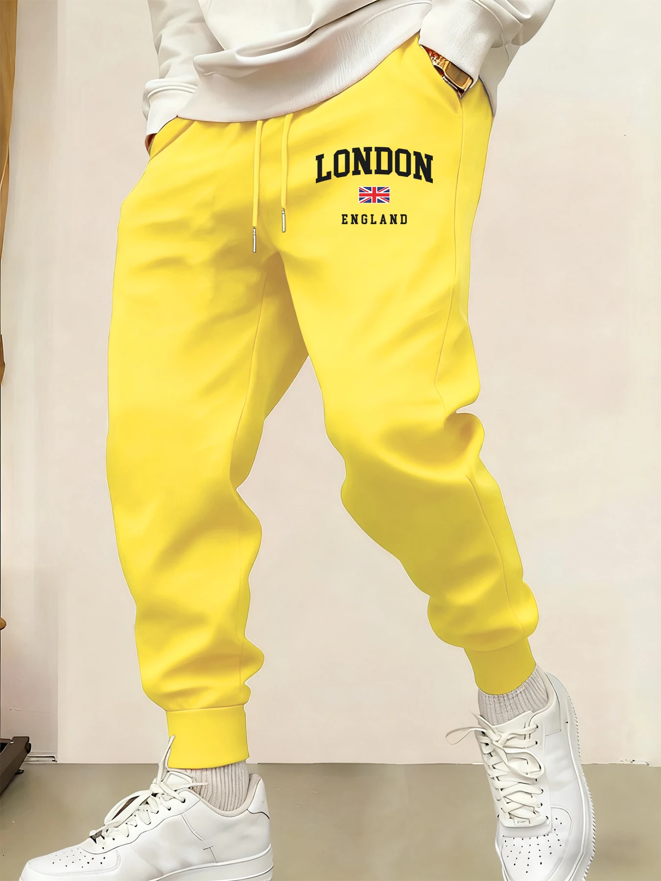 

London England Letter Flag Print Man Sweatpants Fashion Comfy Long Pants Trendy Basic Trousers Casual Elastic Waist Unisex Pant