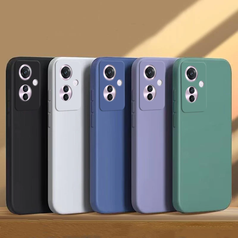 For OPPO Reno 11 F Case Reno 11F Cover Liquid Silicone Plain Soft TPU Anti-drop Capa Phone Protector Cover Reno11 F Case