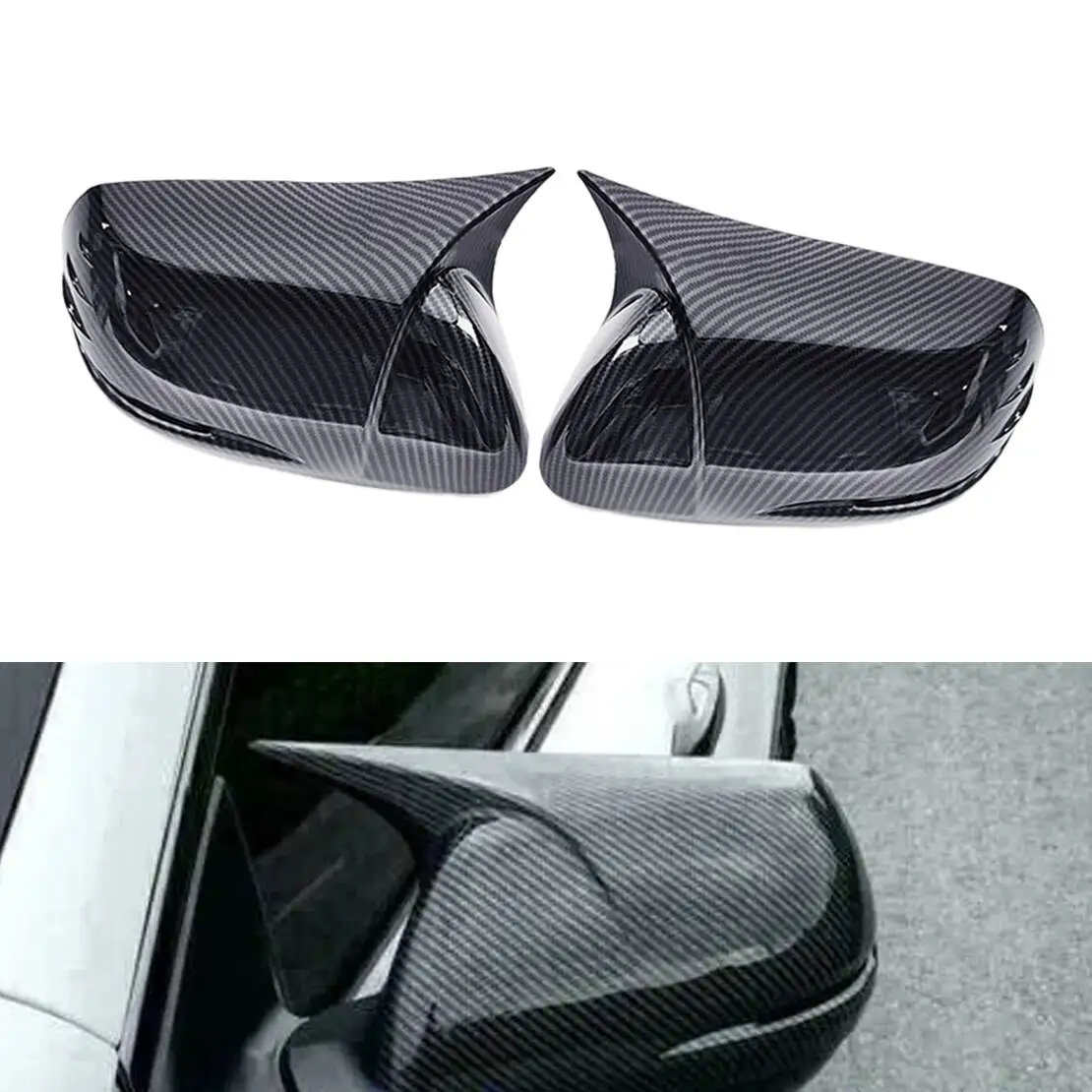 1 Pair Horn Ox Rear View Side Mirror Cover Trim Fit for Honda CR-V 2012-2016 2017 2018 2019 2020 2021 Carbon Fiber Texture